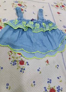 Cute Denim Top &amp; Shorts Set for Girls