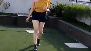 Stylish Yellow Top & Black Denim Shorts