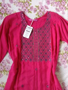 Vibrant Pink Embellished Kurta
