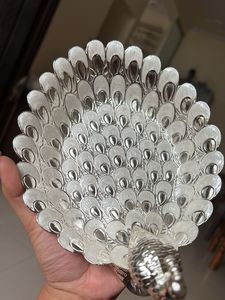 Decorative Silver Peacock Showpiece Bowl