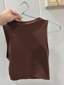 Zara Brown Sleeveless Crop Top