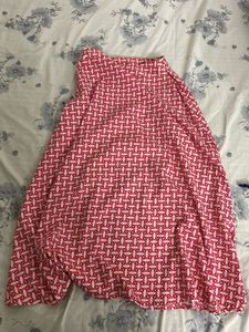 Red & White Printed Ethnic Skirt