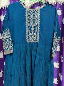 Teal Embroidered Anarkali Kurta