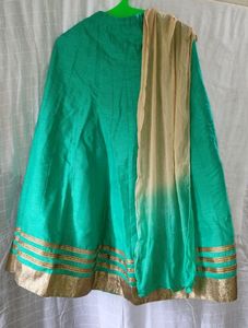 Elegant Beige and Mint Embroidered Lehenga