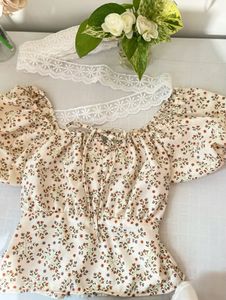 sale 🌼spring Floral Print Puff Sleeve Top