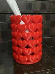 Cute Red Heart Makeup Brush Holder