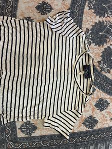 Striped Tie-Front Crop Top