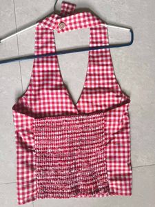 PRICE DROP! Red Gingham Halter Neck Top