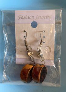 Brown Enamel Drop Earrings with Stone