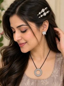 Star Moon Necklace set with 2 new hair clips