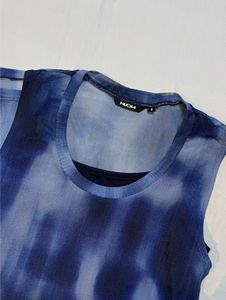 Blue Tie-Dye Sleeveless Mini Dress