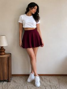 Maroon flared mini Skirt