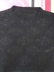 Black Embellished Knit Sweater