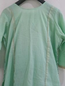 Elegant Mint Green Chikankari Kurta with matching