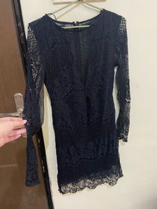 Elegant Black Lace Mini Dress