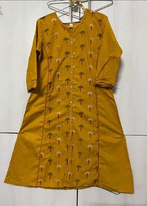 Mustard Yellow embroided Kurta