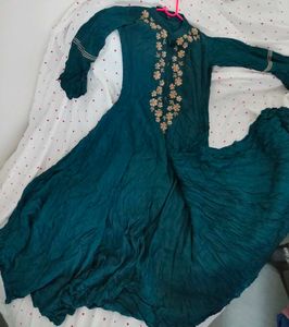 Teal Embroidered Anarkali Gown