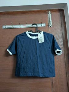 Navy Blue Shein T-Shirt with White Trim