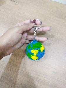 Handmade Crochet Earth Keychain
