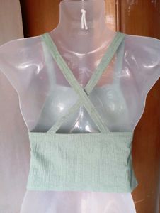 Ribbed Green Crop Top