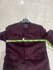 Burgundy Mandarin Collar Jacket