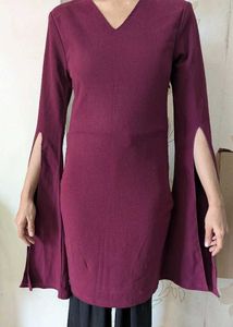 Elegant Maroon Bodycon Dress🎀✨
