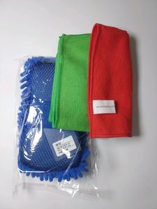 Microfiber Car Cleaning Combo Sponge Brush + Towel