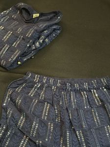 Stylish Blue Sequin Kurta Set