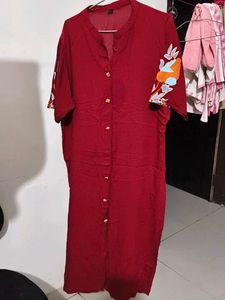 Vibrant Red Embroidered Kurta