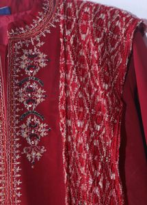 Maroon Silk Sherwani For Boy M Size