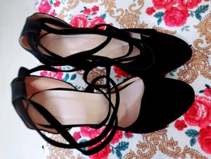 Black Ankle Wrap Heels New