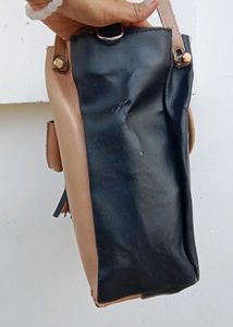 Stylish Colorblock Handbag with Tassel Charm