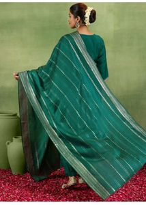 Libas Teal Kurta Set with Gold Embroidery