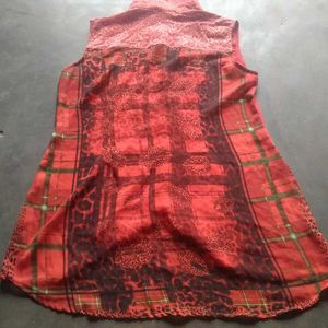 Stylish Red Sleeveless Tunic Top