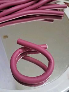 Pink Foam Hair Curlers - 10 Pieces