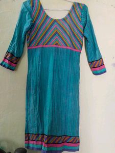 Vibrant Teal Crinkle Kurta