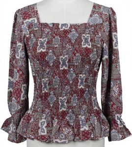 Boho Square Neck Smocked Top