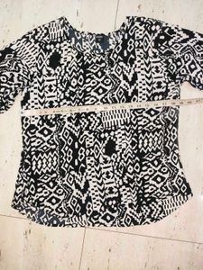🖤 Trendy Black &amp; White Printed Top | Stylish Casu