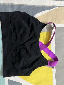Black Sports Bra with Strappy Design