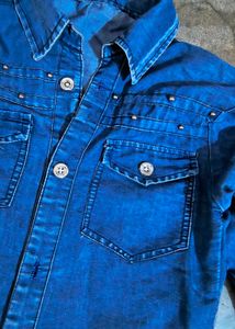 Classic Blue Denim Shirt with Studs