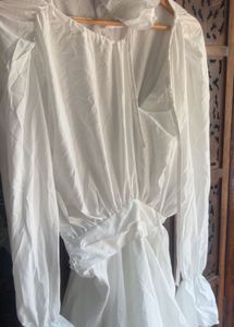 Elegant White ruffle tiered Dress