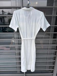 White Button-Down Shirt Dress with Belt