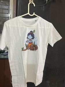 Cute Krishna Graphic White T-Shirt