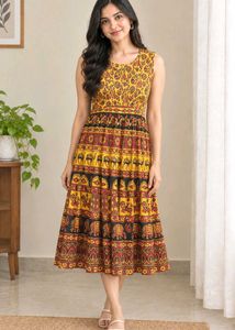 Vibrant Yellow Ethnic Maxi Dress