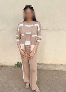 Striped Cardigan &amp; Pants Set