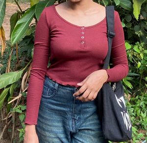 Burgundy Long Sleeve Top
