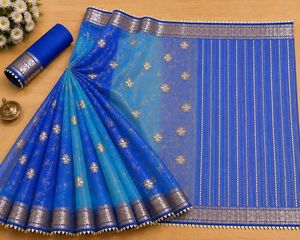Stunning Blue Floral Saree