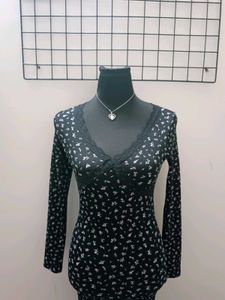 pink and black floral bodycon dress