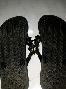 Embellished Black Flip-Flops