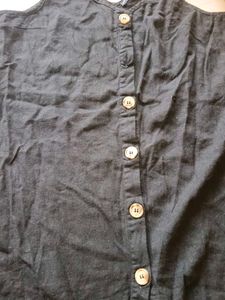Black Button-Up Spaghetti Strap Dress